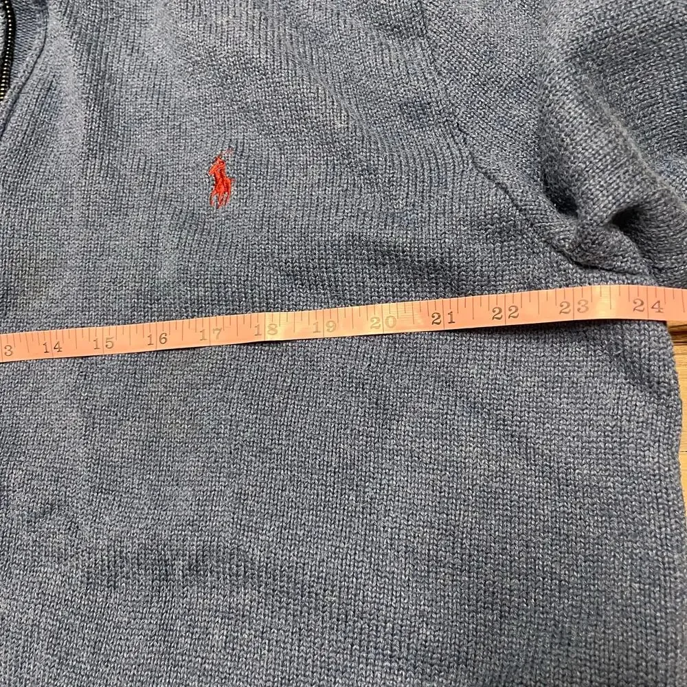 Polo Ralph Lauren Cotton Quarter Zip Sweater XXL Blue Pony Mock Neck Old Money - Picture 12 of 13